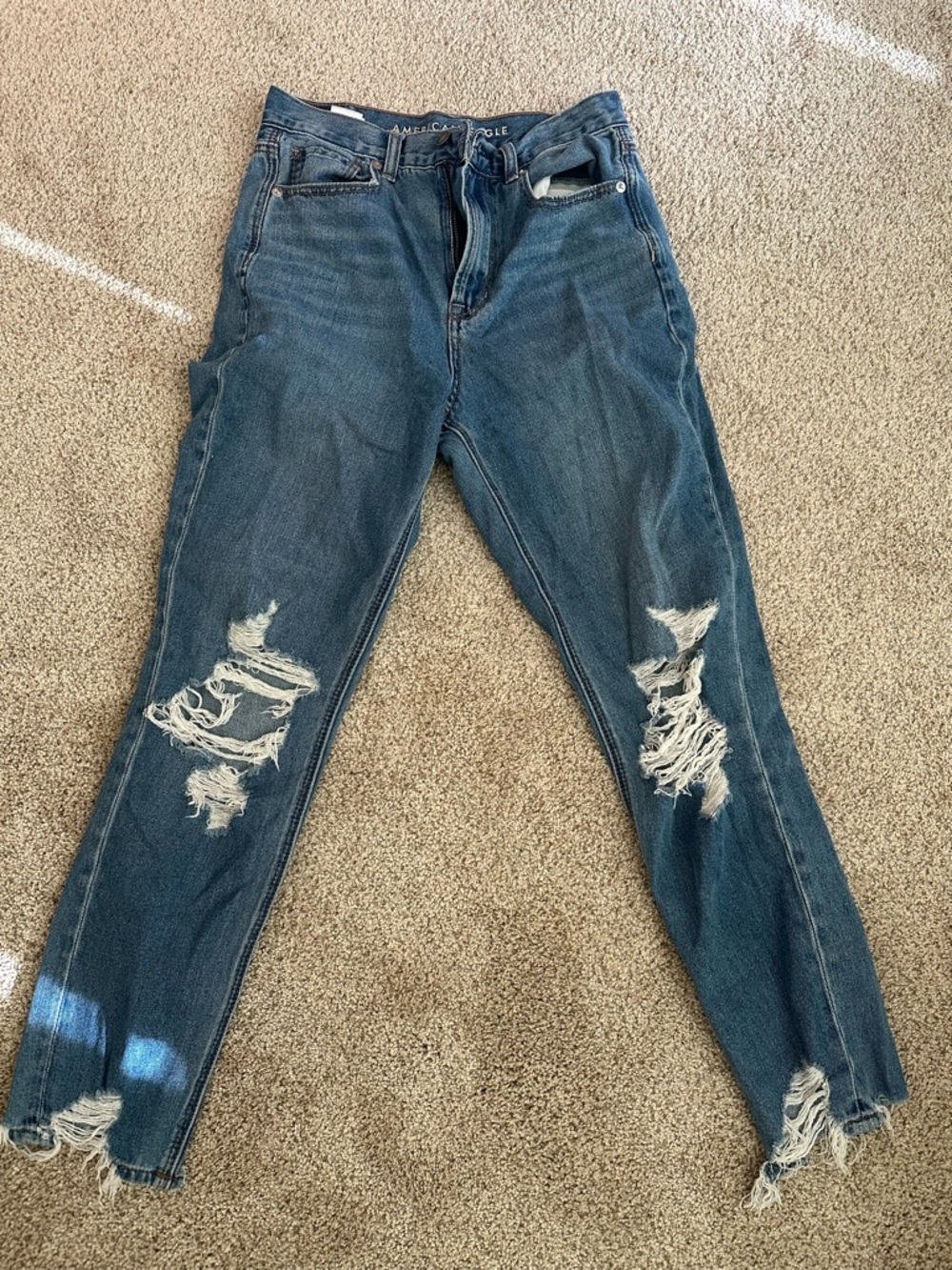 American Eagle Outfitters Distressed Dark Blue Boyfriend Jeans